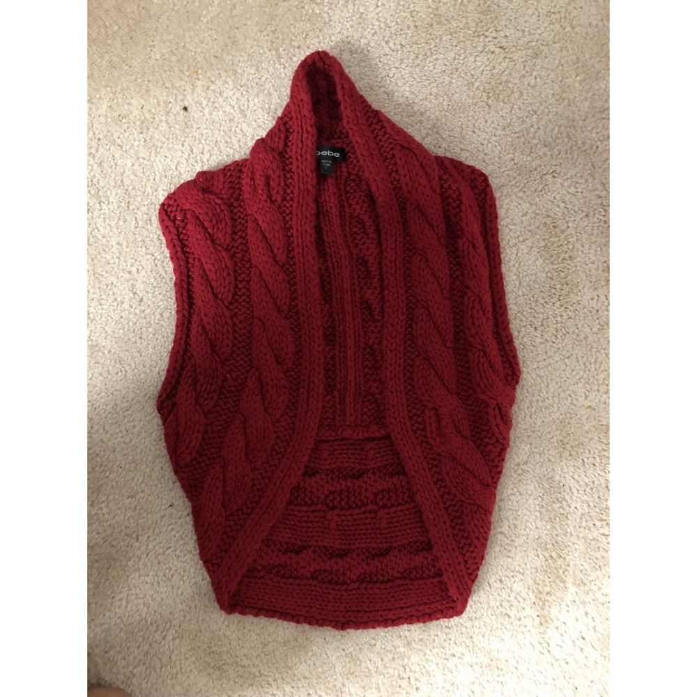 Bebe Maroon Knitted Sweater Vest